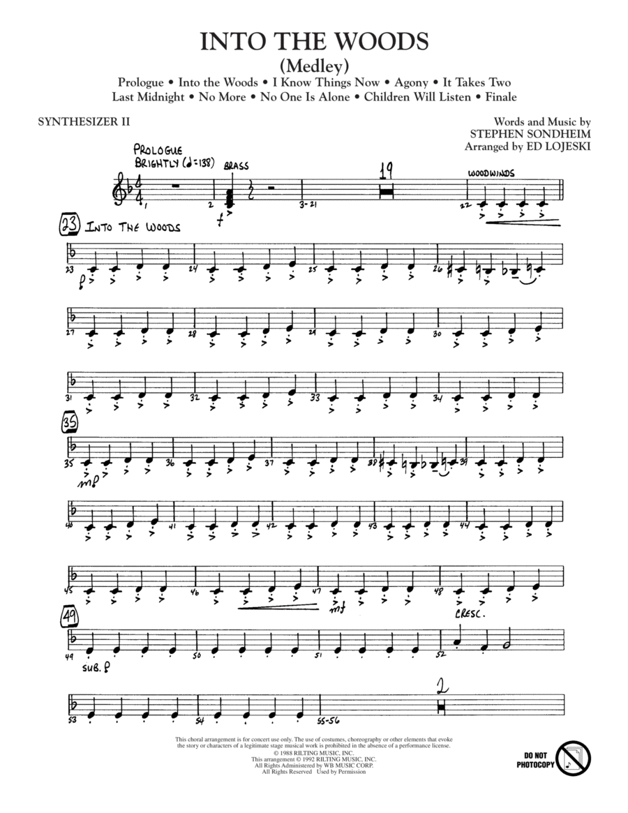 Into The Woods (Medley) - Synthesizer II Choir scores gallery preview page 1