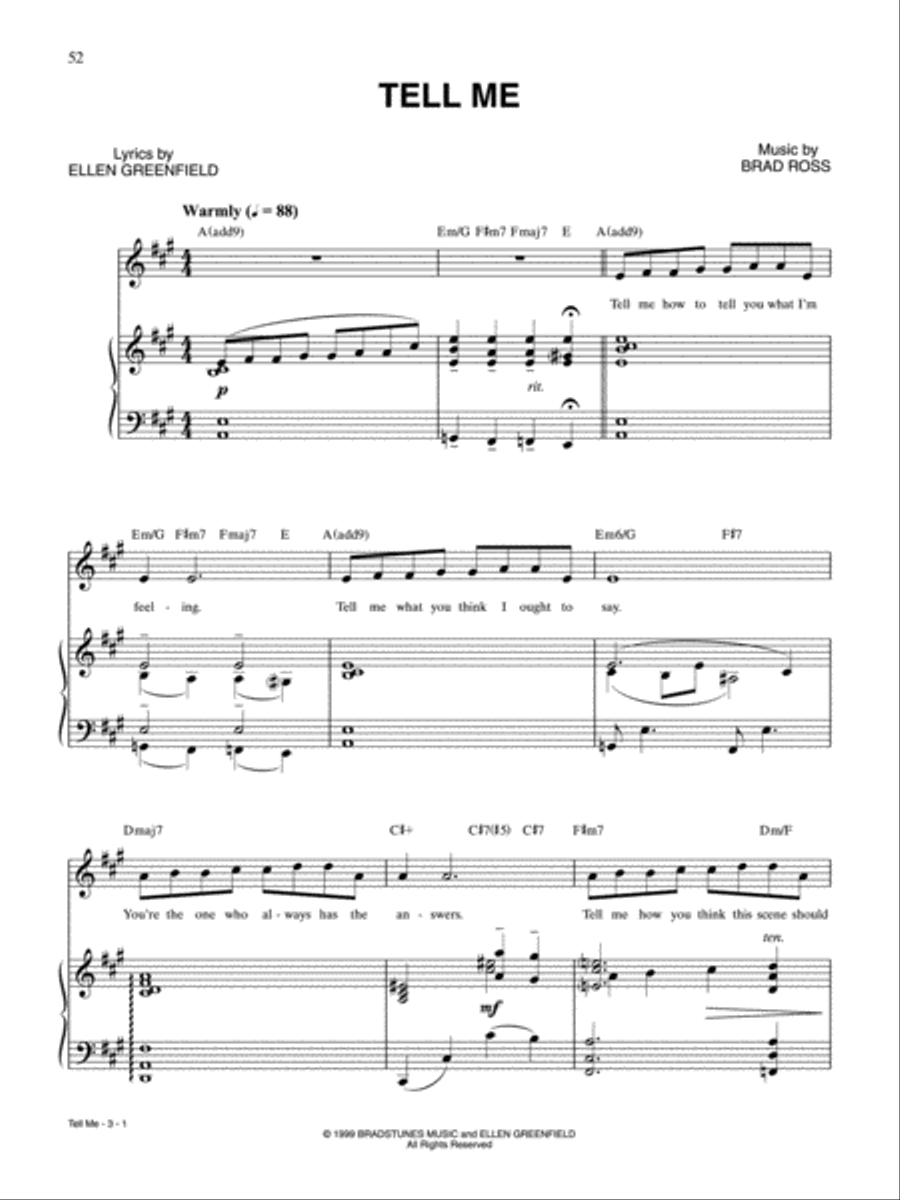 Tell Me Piano, Vocal, Guitar scores gallery preview page 1