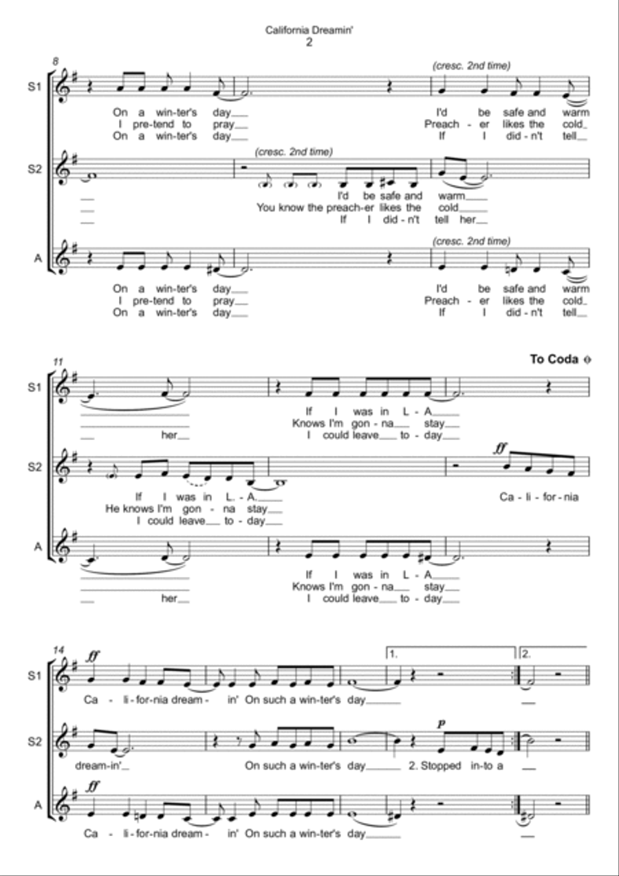 California Dreamin' SSA scores gallery preview page 2