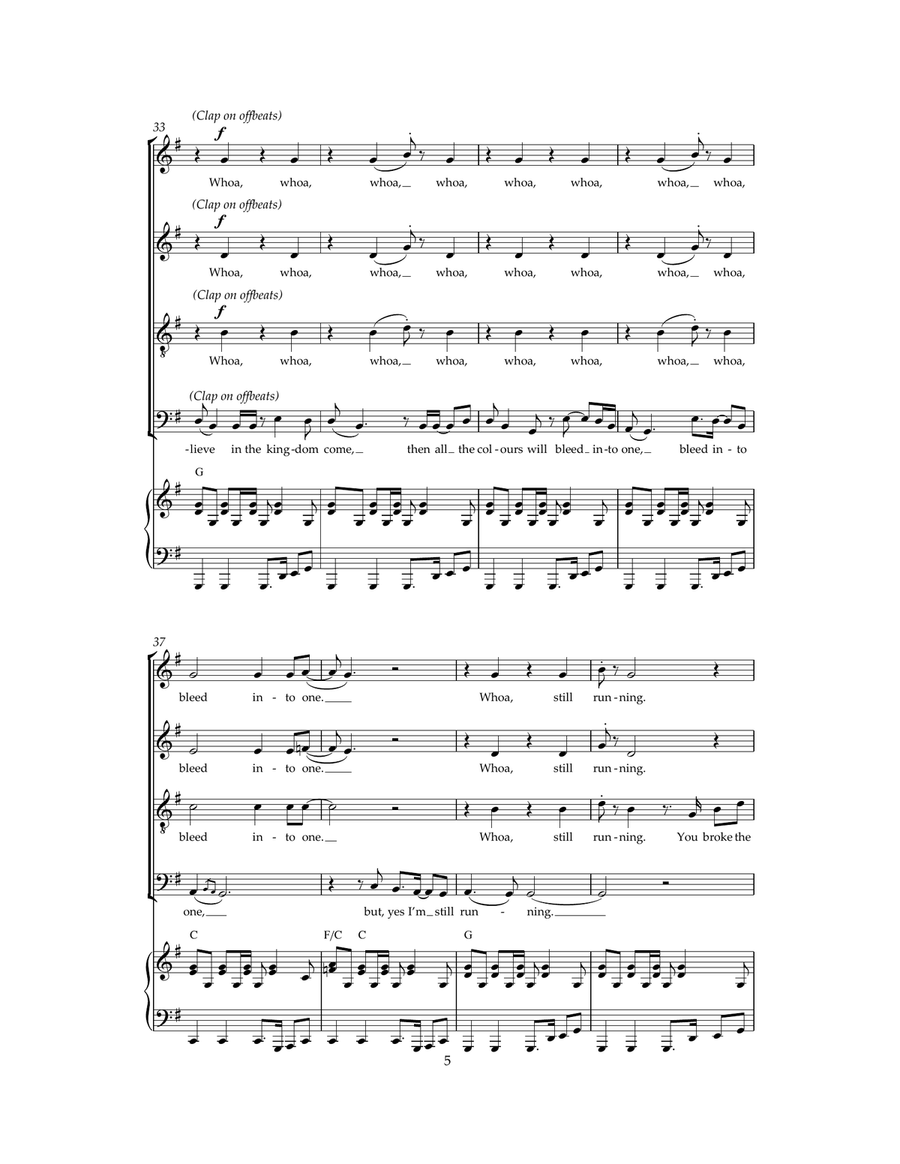 I Still Haven't Found What I'm Looking For (arr. Jeremy Birchall) 4-Part scores gallery preview page 5