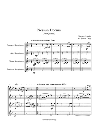 Book cover for Nessun Dorma (Sax Quartet)