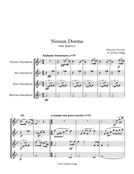 Nessun Dorma (Sax Quartet) image number null