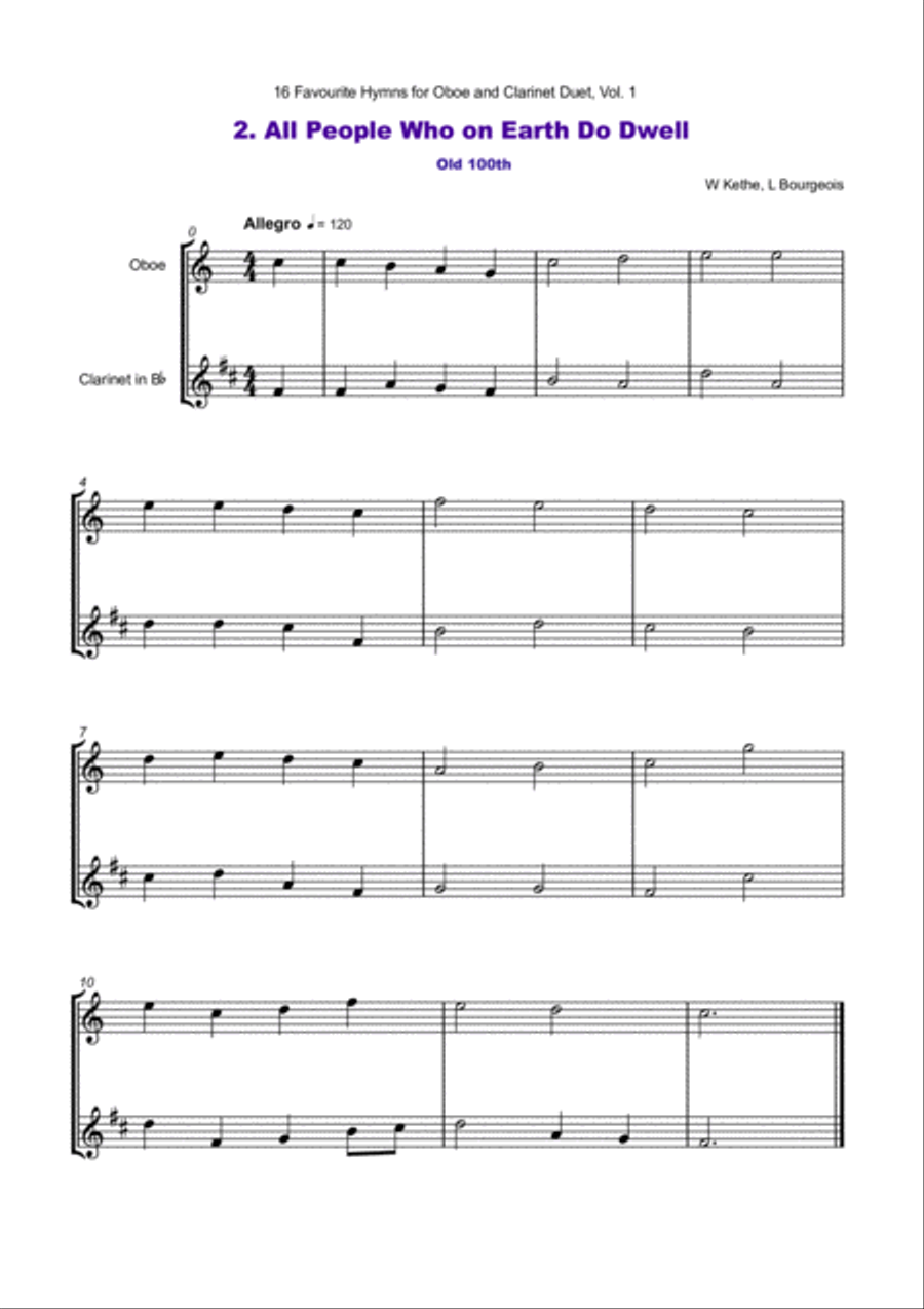 16 Favourite Hymns Vol.1 for Oboe and Clarinet Duet Woodwind Duet scores gallery preview page 3