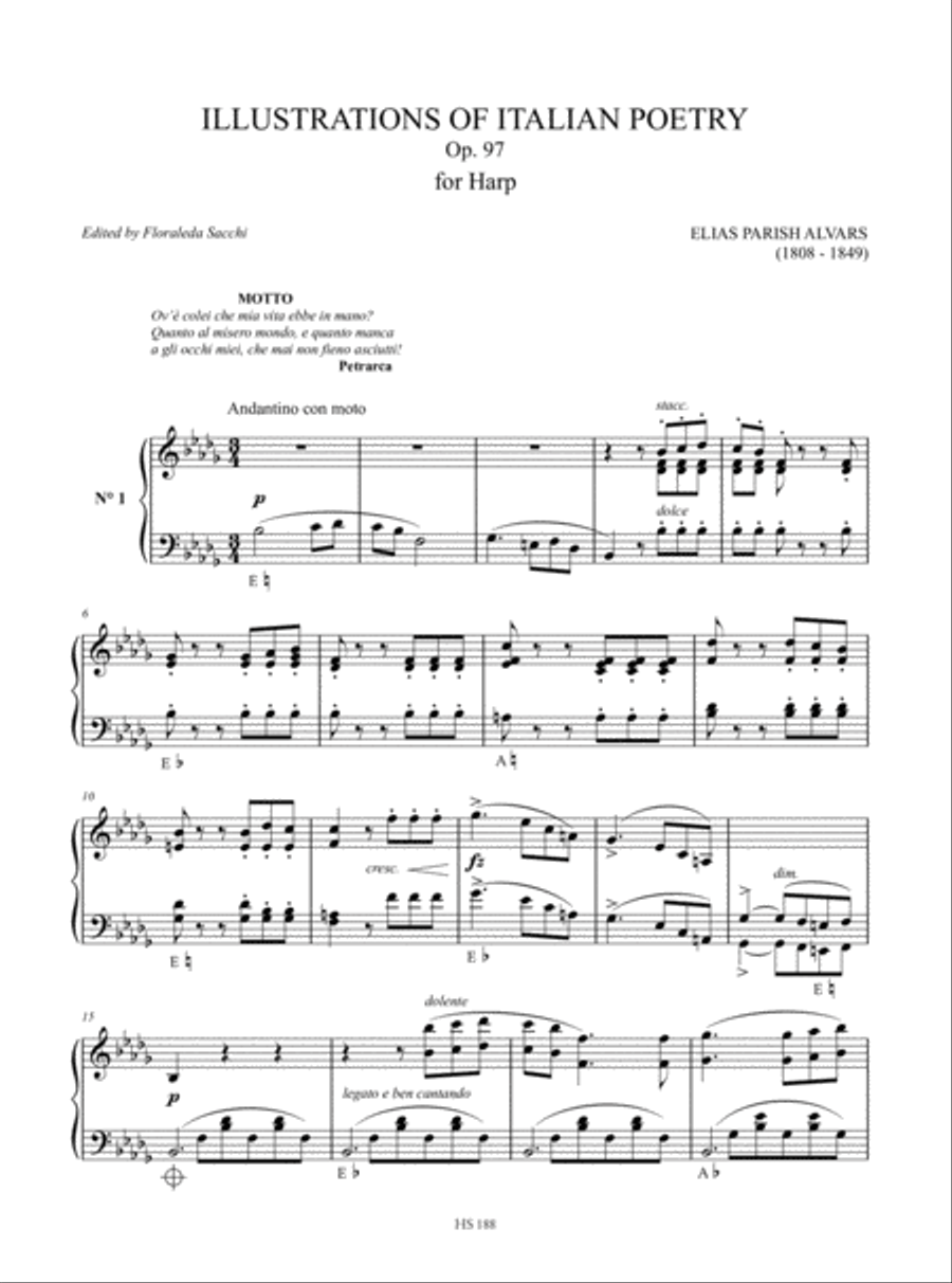 Illustrations of Italian Poetry Op. 97 for Harp Harp scores gallery preview page 2