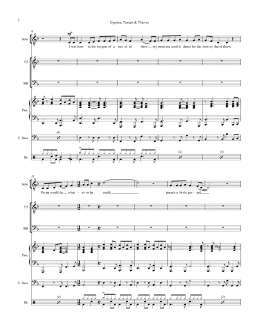 Gypsys, Tramps And Thieves Small Ensemble scores gallery preview page 2
