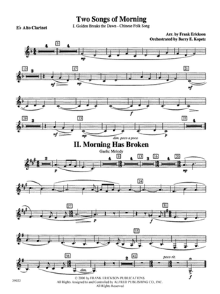Two Songs of Morning: E-flat Alto Clarinet