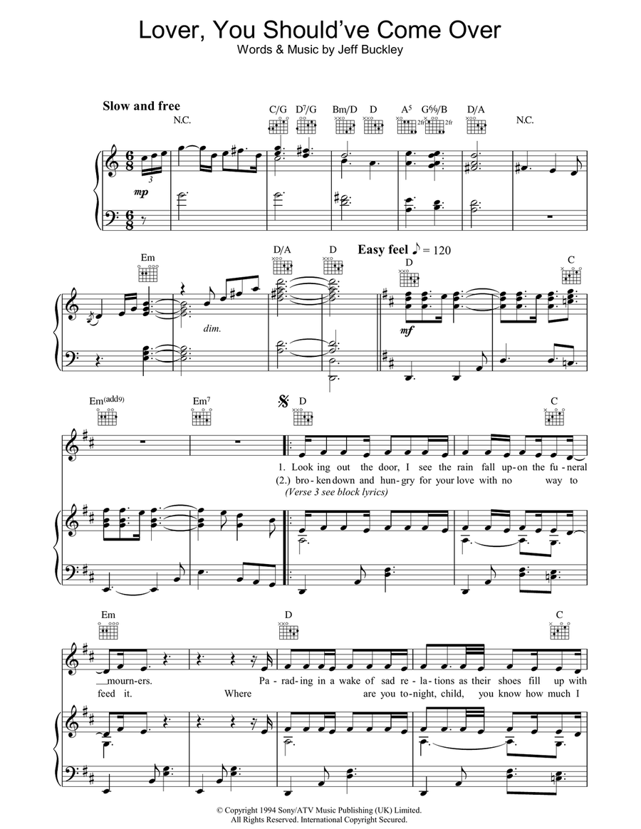 Lover, You Should've Come Over Acoustic Guitar scores gallery preview page 1