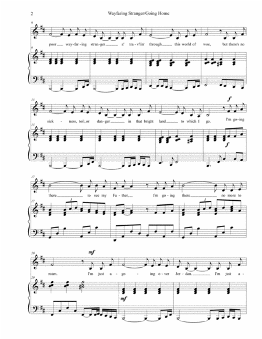 Wayfaring Stranger/Going Home Medley Medium Voice scores gallery preview page 4