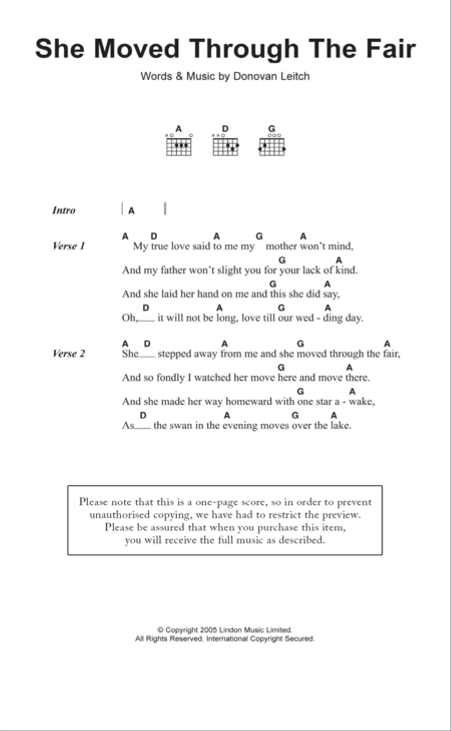 She Moved Through The Fair Acoustic Guitar scores gallery preview page 1