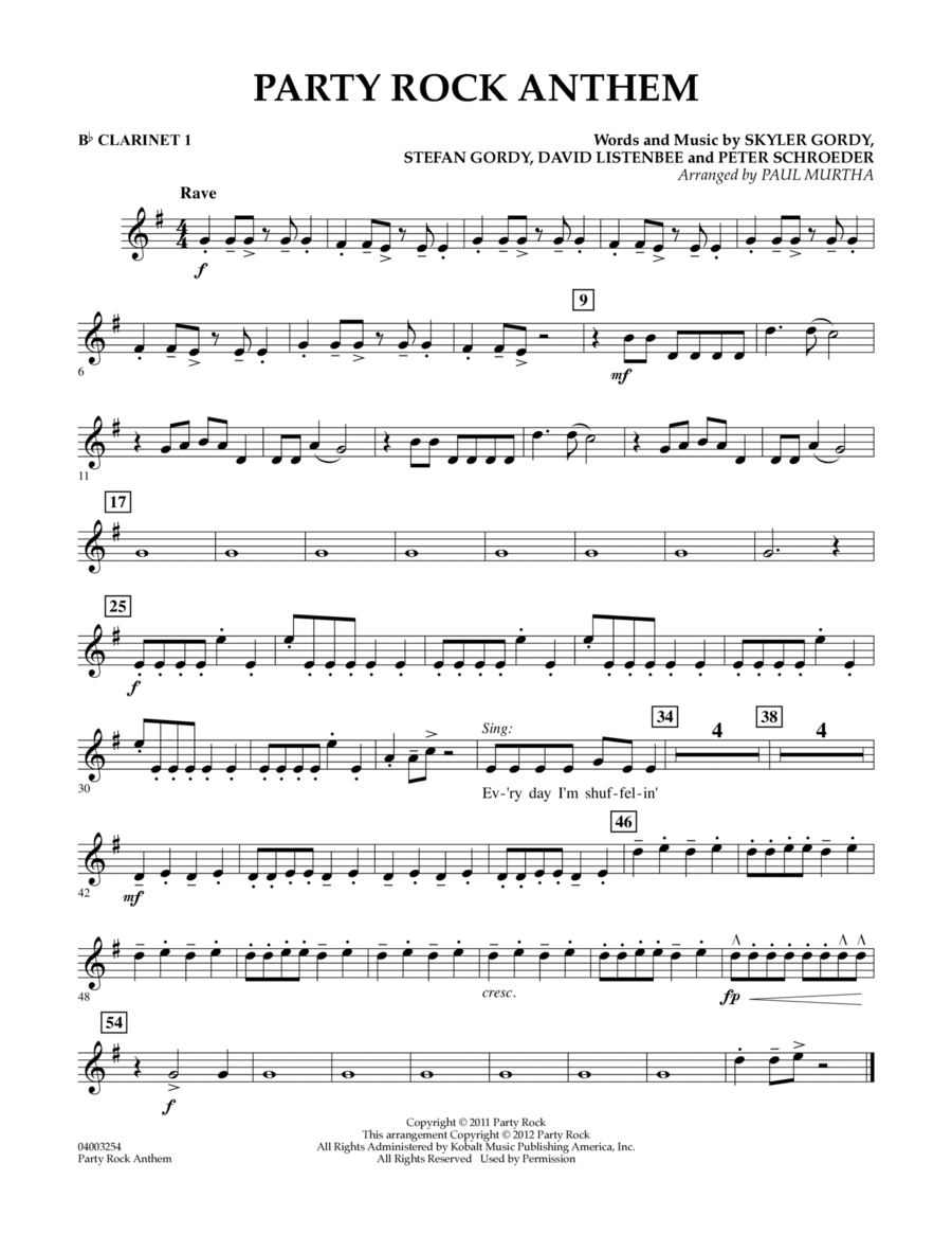 Party Rock Anthem - Bb Clarinet 1