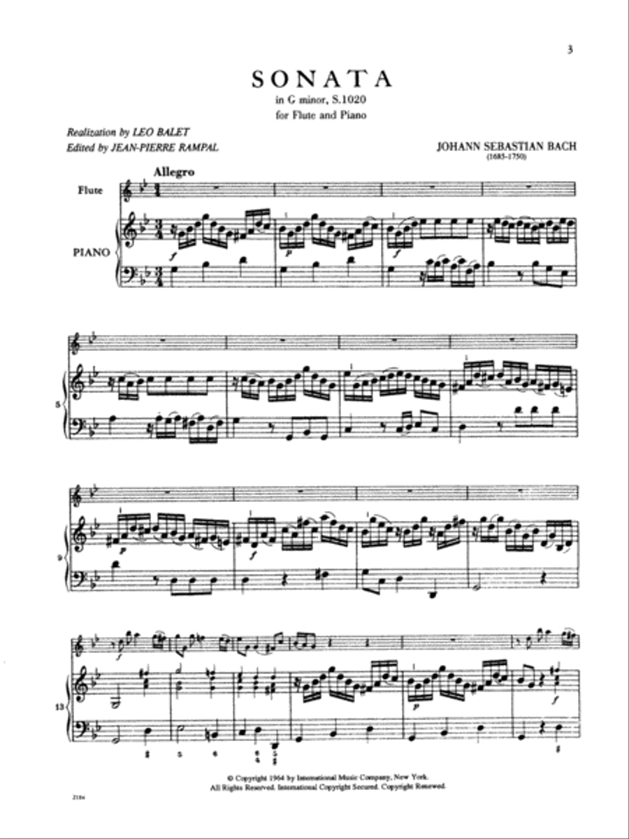 Sonata In G Minor, S. 1020 Flute Solo scores gallery preview page 2