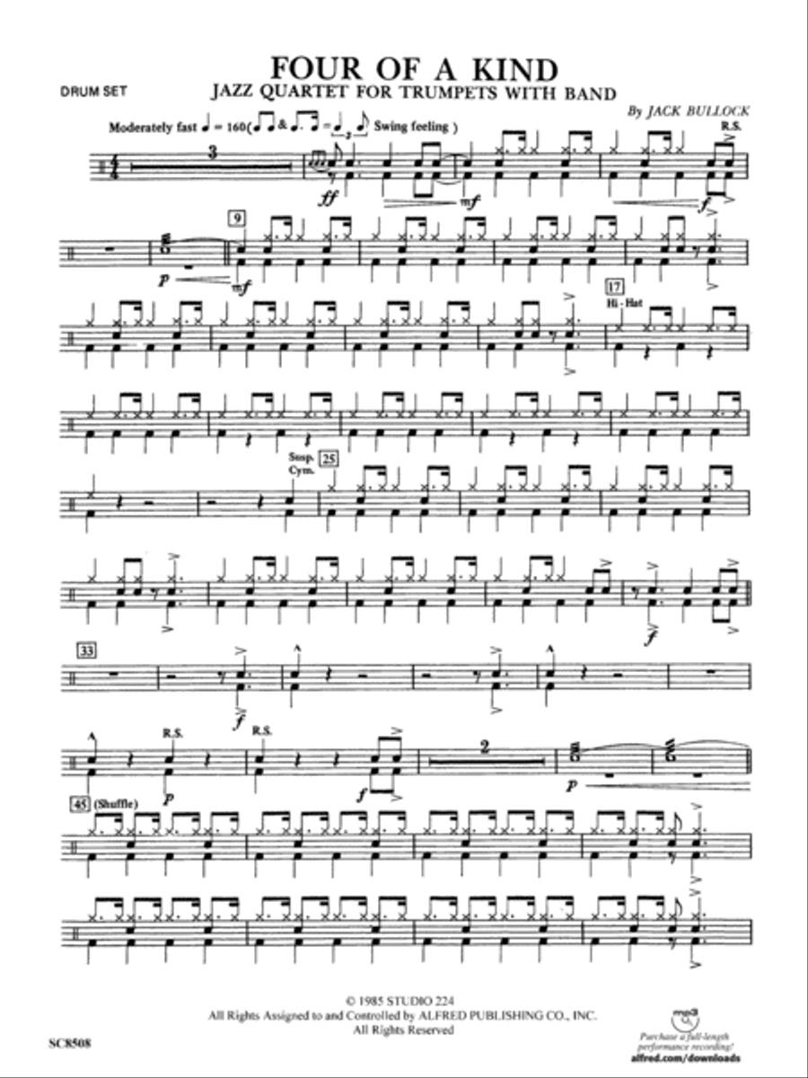 Four of a Kind: 1st Percussion Concert Band scores gallery preview page 1