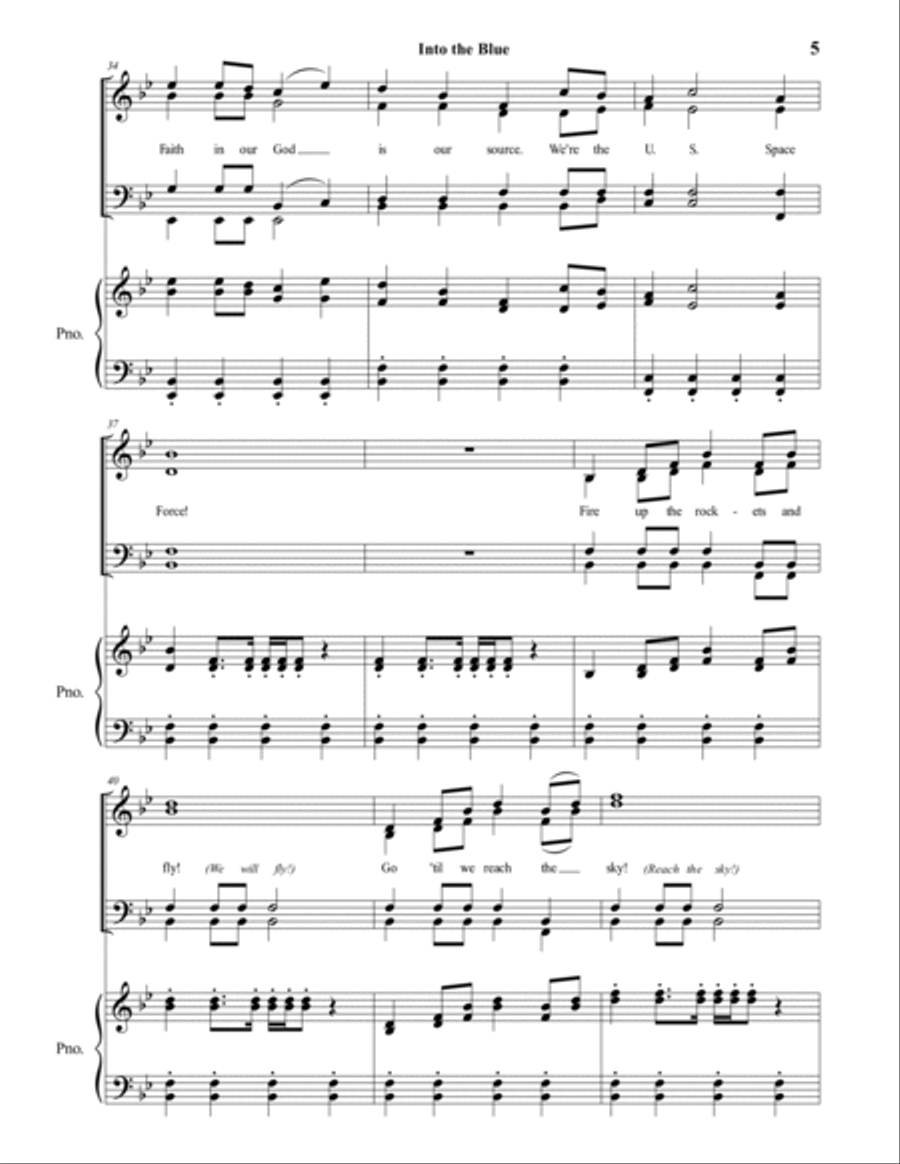 US SPACE FORCE HYMN (Into the Blue) (SATB Choir) 4-Part scores gallery preview page 5
