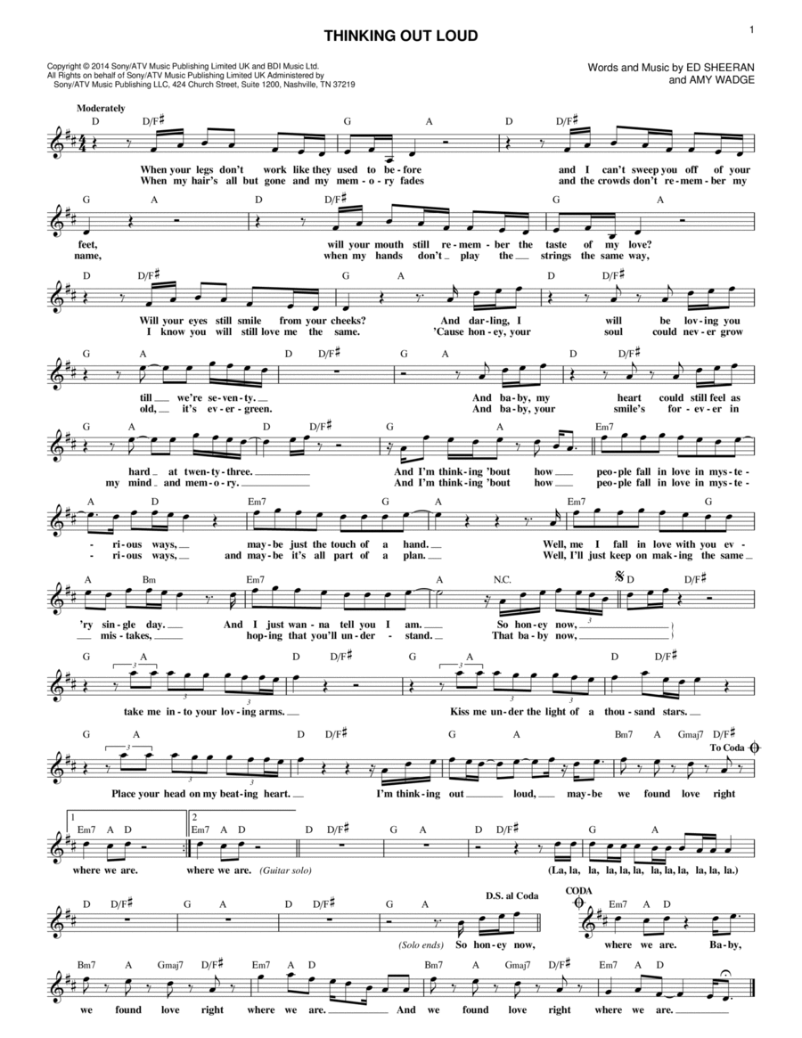 Thinking Out Loud Piano scores gallery preview page 1
