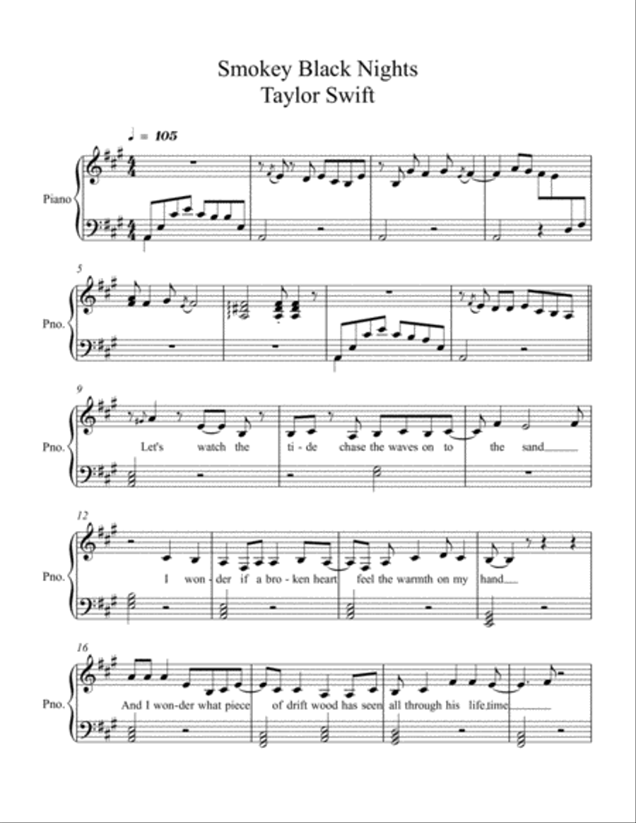Smokey Black Nights Smokey Black Nights Voice scores gallery preview page 1