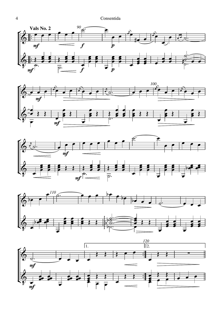 Consentida - Mexican Waltz for violin and guitar String Duet scores gallery preview page 4