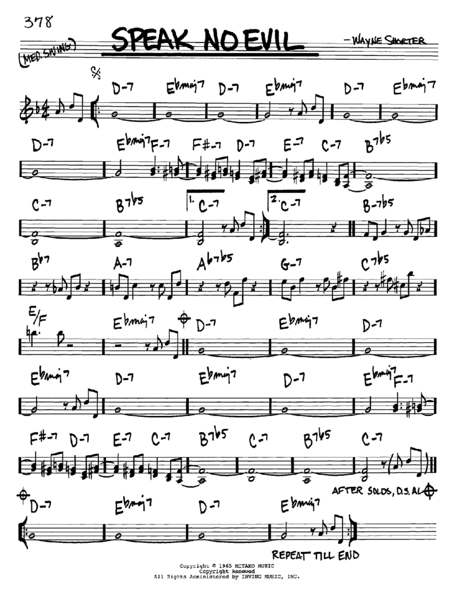 Speak No Evil Piano scores gallery preview page 1