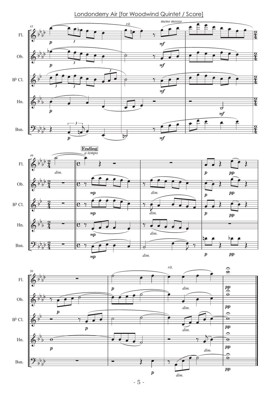 Londonderry Air (Danny Boy) [Woodwind Quintet] Woodwind Quintet scores gallery preview page 5
