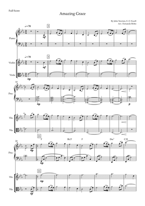 Amazing Grace (John Newton, E. O. Excell) for Violin & Viola Duo and Piano Accompaniment with Chords