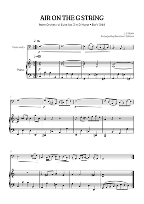 JS Bach • Air on the G String from Suite No. 3 BWV 1068 | cello & piano sheet music