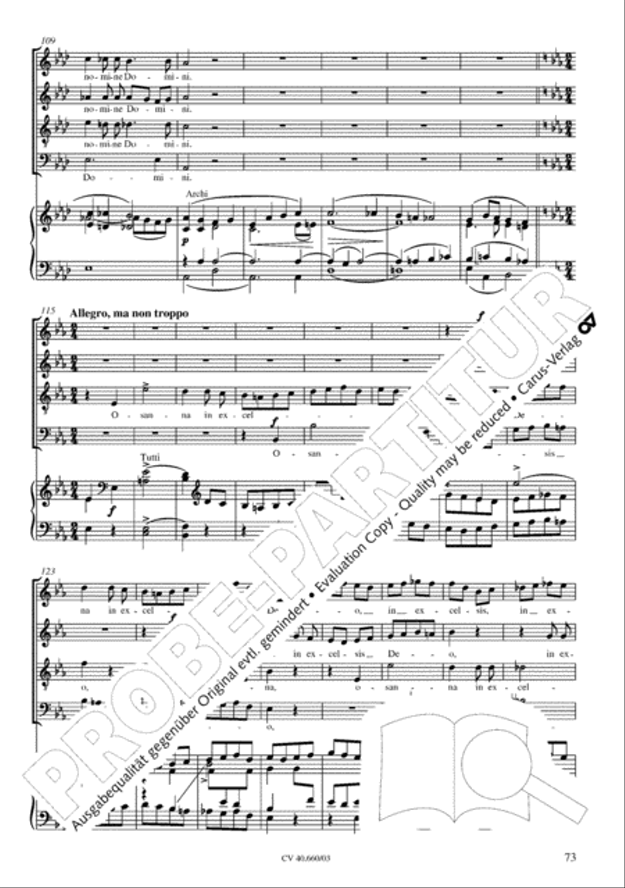 Mass in E flat major (Messe in Es) SATTB scores gallery preview page 74