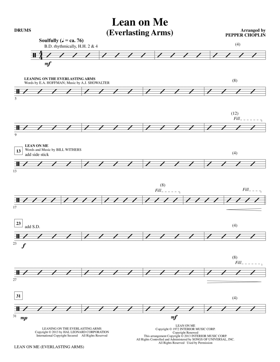 Lean on Me (Everlasting Arms) - Drums Choir scores gallery preview page 1
