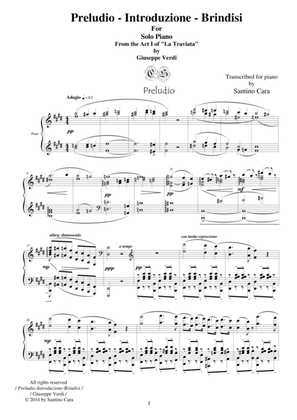 Verdi-La Traviata(Act1) Preludio-Introduzione-Brindisi - Solo piano