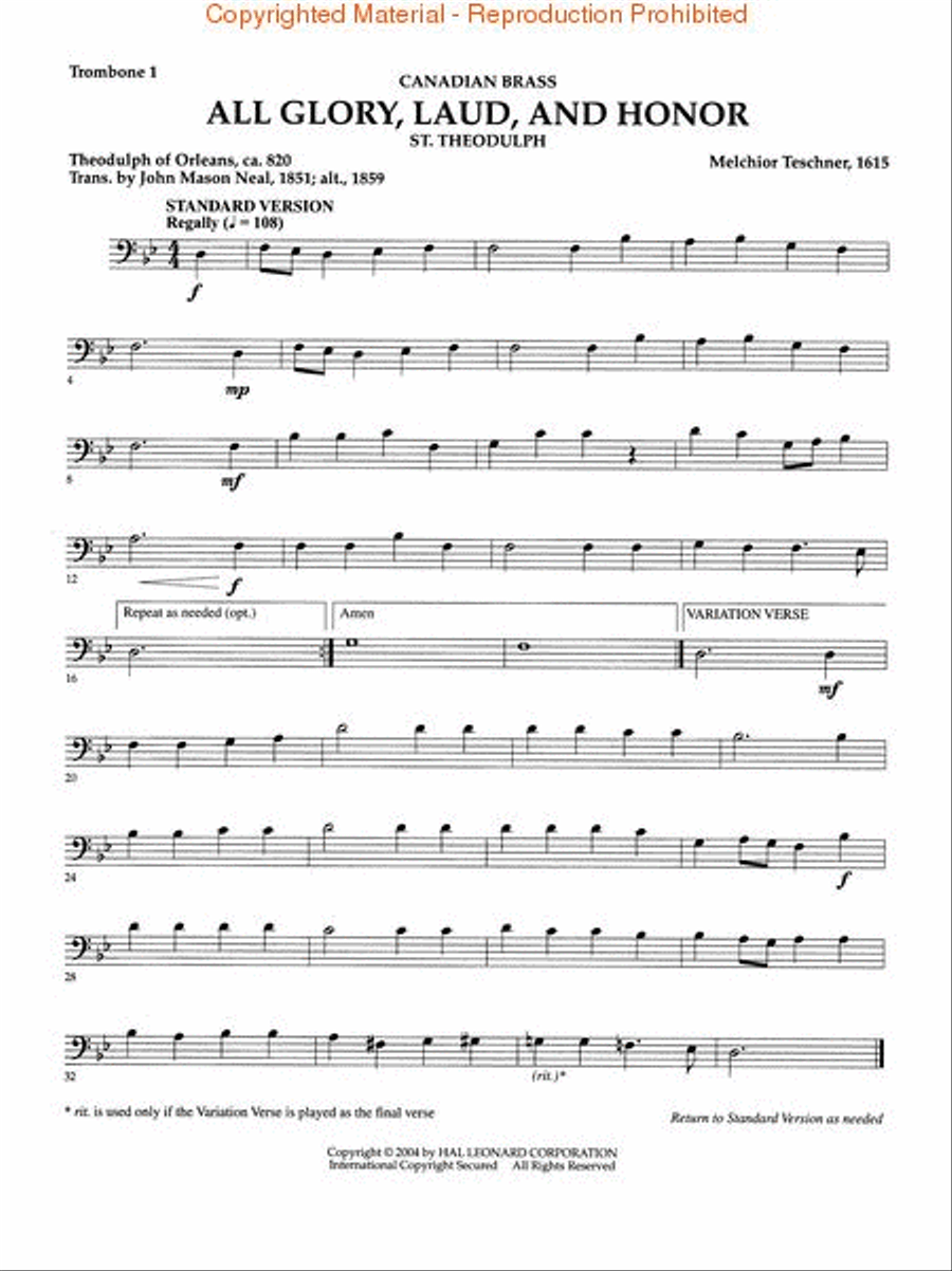 The Canadian Brass – 15 Favorite Hymns – Trombone 1 Brass Quintet scores gallery preview page 3