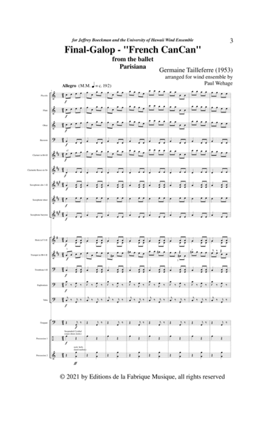 "French Cancan" from Parisiana for wind ensemble - Score Only