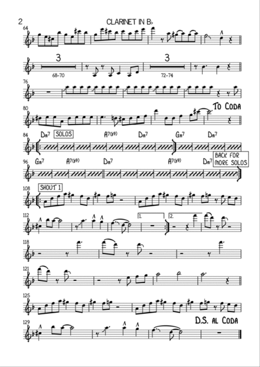 Egyptian Ella (Tpt, Clarinet, Tnr, Tbn) Jazz Ensemble scores gallery preview page 2