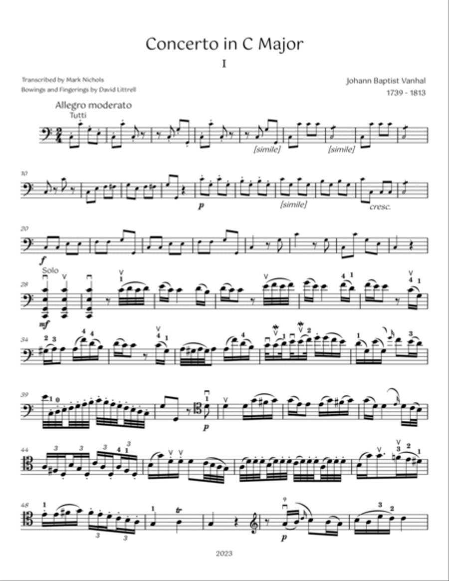 Vanhal Cello Concerto in C Major Piano scores gallery preview page 4