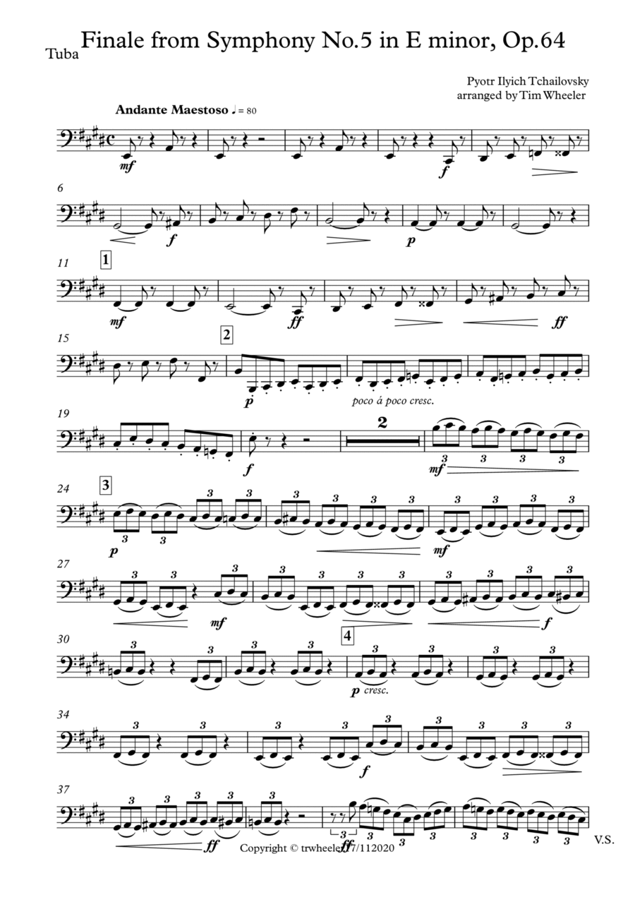 Tchaikovsky arranged by Timothy R Wheeler Finale from Symphony No.5 in E minor, Op.64 Small Ensemble scores gallery preview page 1
