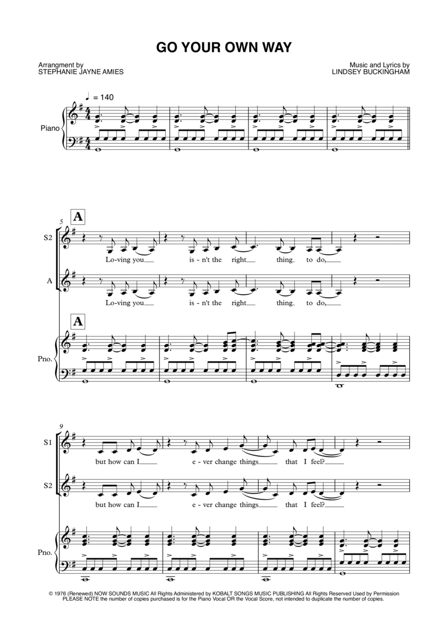 Go Your Own Way SSA scores gallery preview page 1