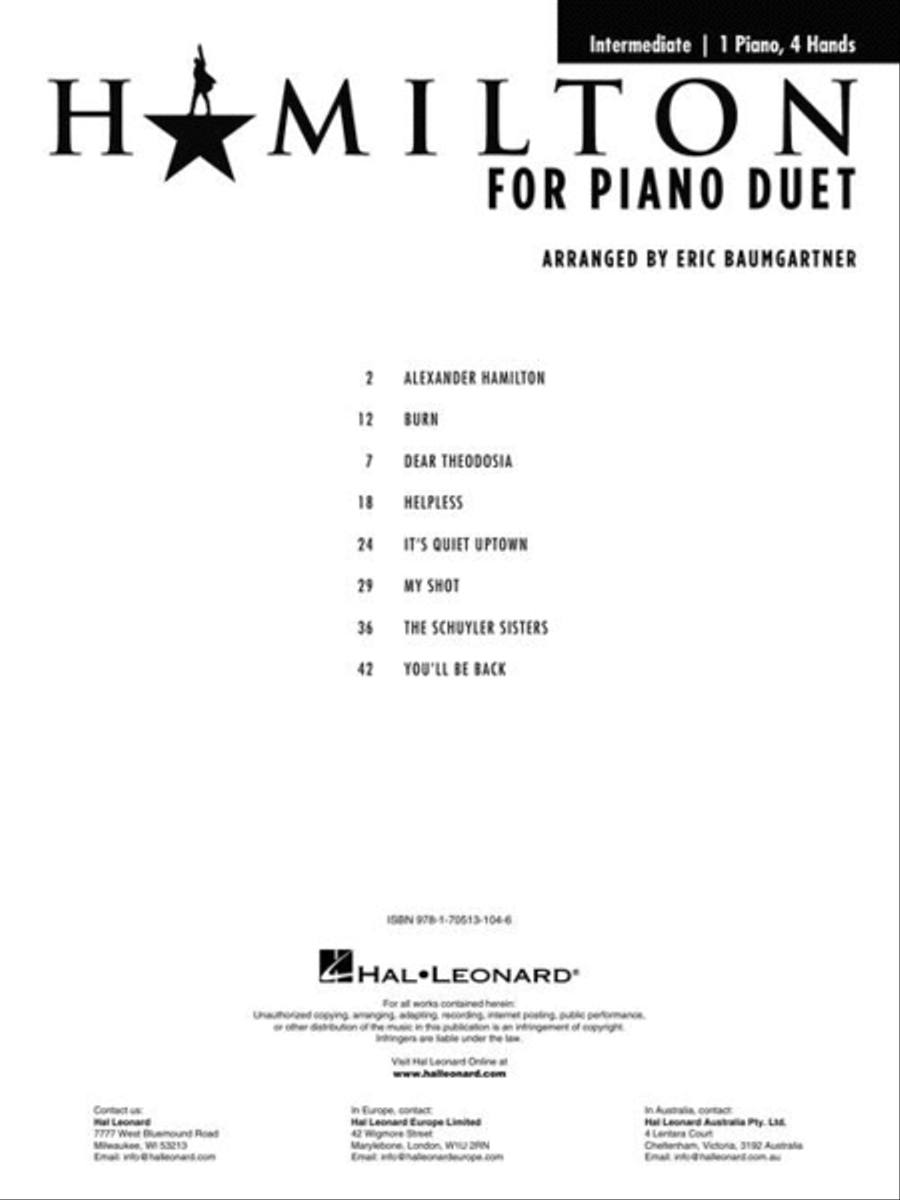 Hamilton for Piano Duet Hamilton for Piano Duet Piano Duet scores gallery preview page 4