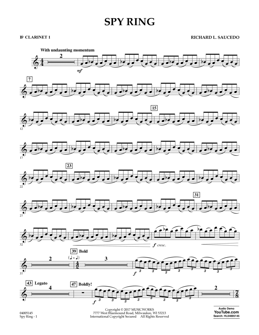 Spy Ring - Bb Clarinet 1 Spy Ring - Bb Clarinet 1 B-Flat Clarinet scores gallery preview page 1