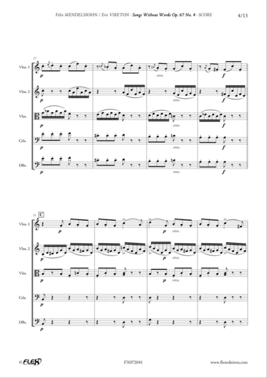 Songs Without Words Opus 67 No. 4 Orchestra scores gallery preview page 4