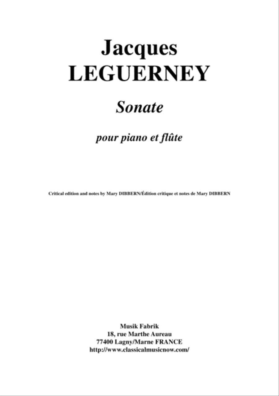 Jacques Leguerney: Sonate for piano and flute Flute Solo scores gallery preview page 1