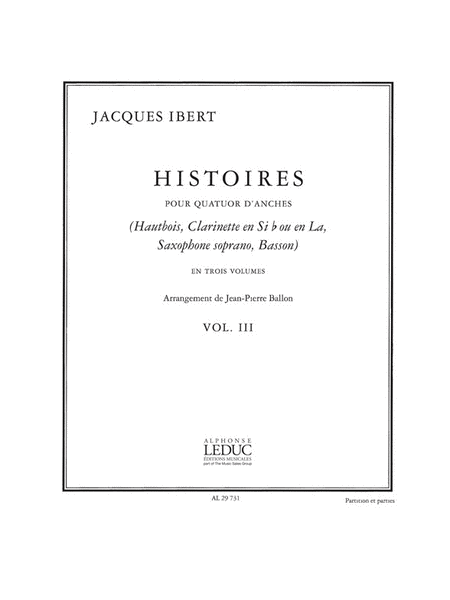 Ibert Ballon Ibert Histoires Vol.3 7e Woodwind Quartet Book