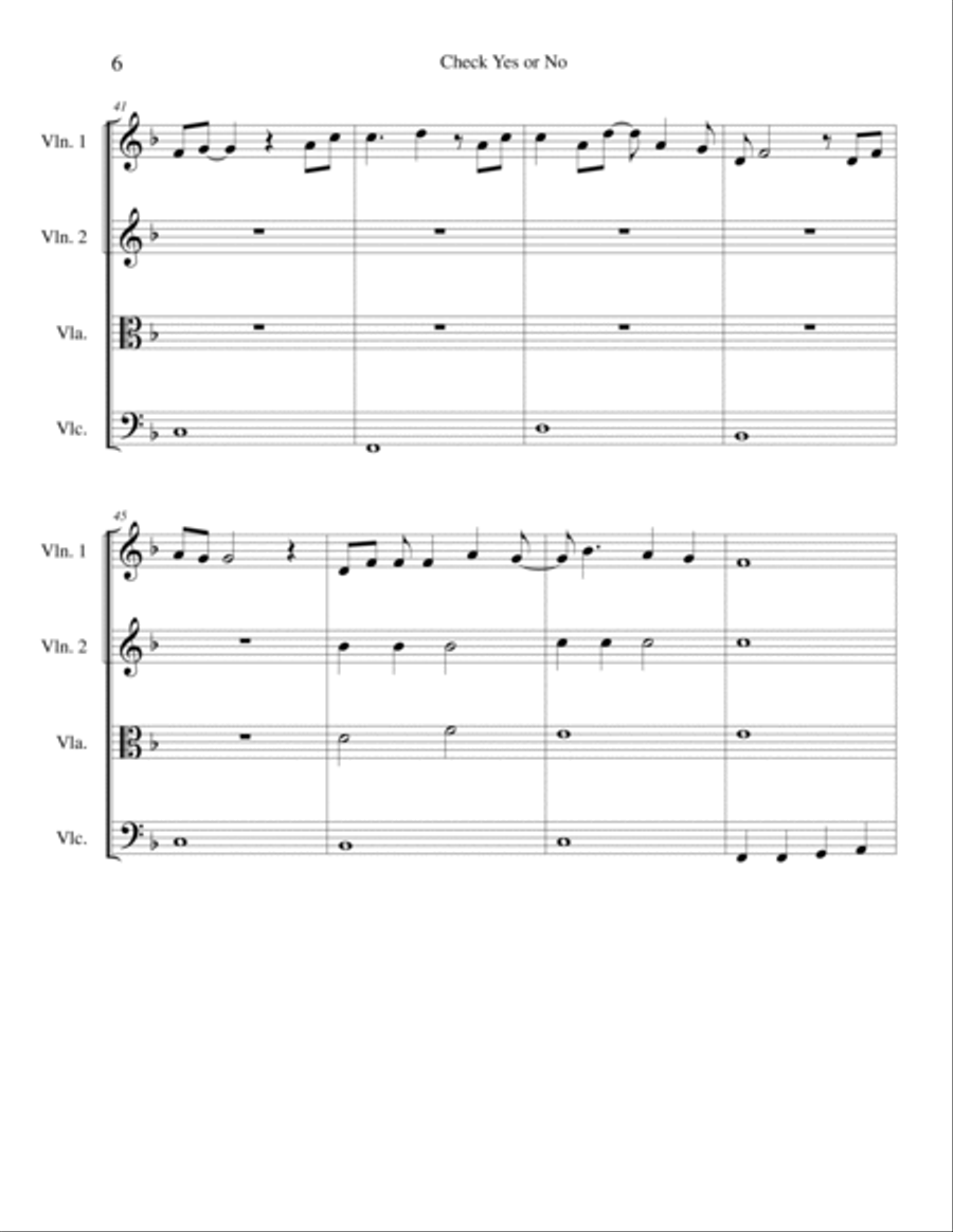 Check Yes Or No String Quartet scores gallery preview page 6