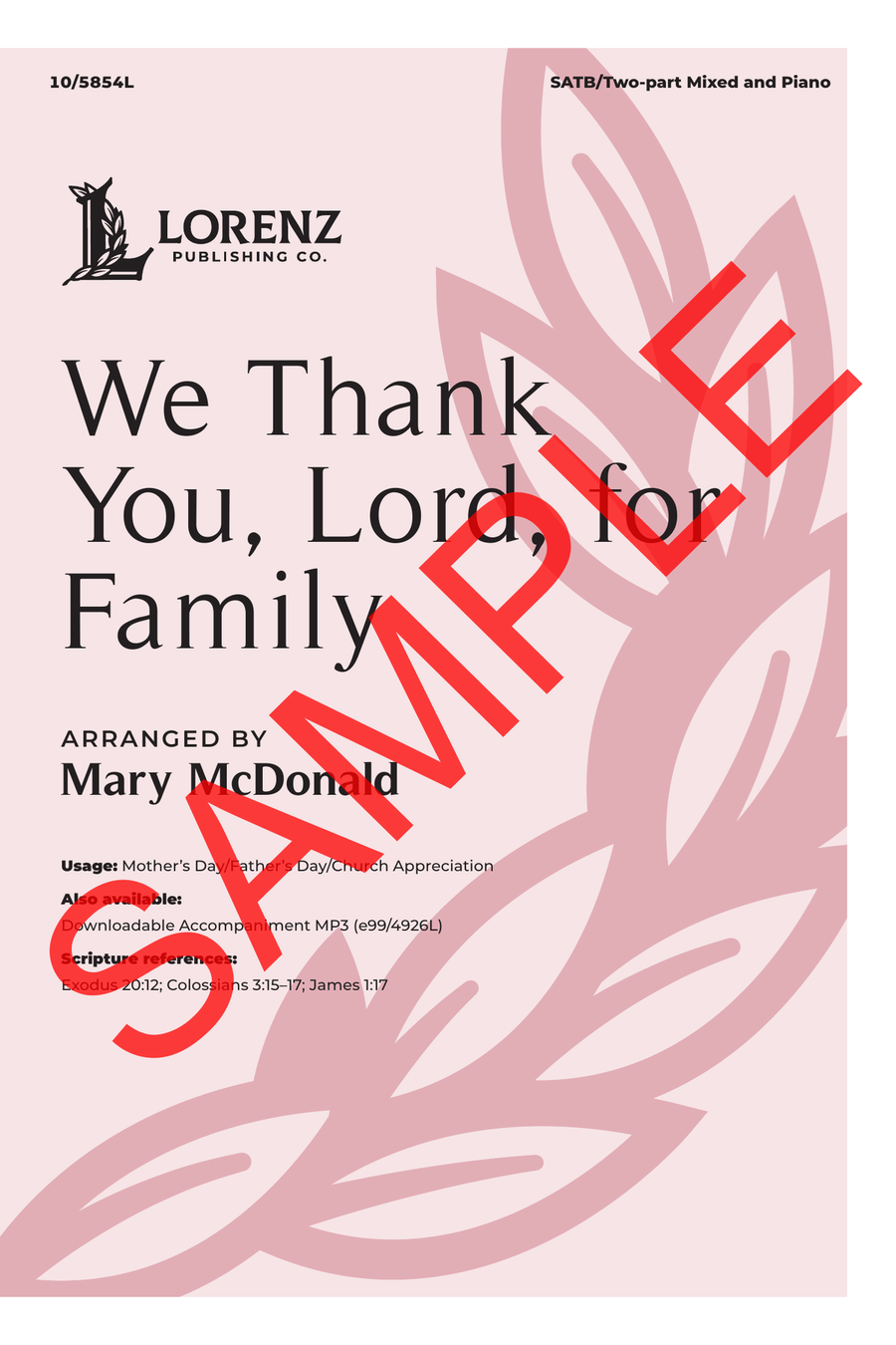 We Thank You, Lord, for Family 4-Part scores gallery preview page 2