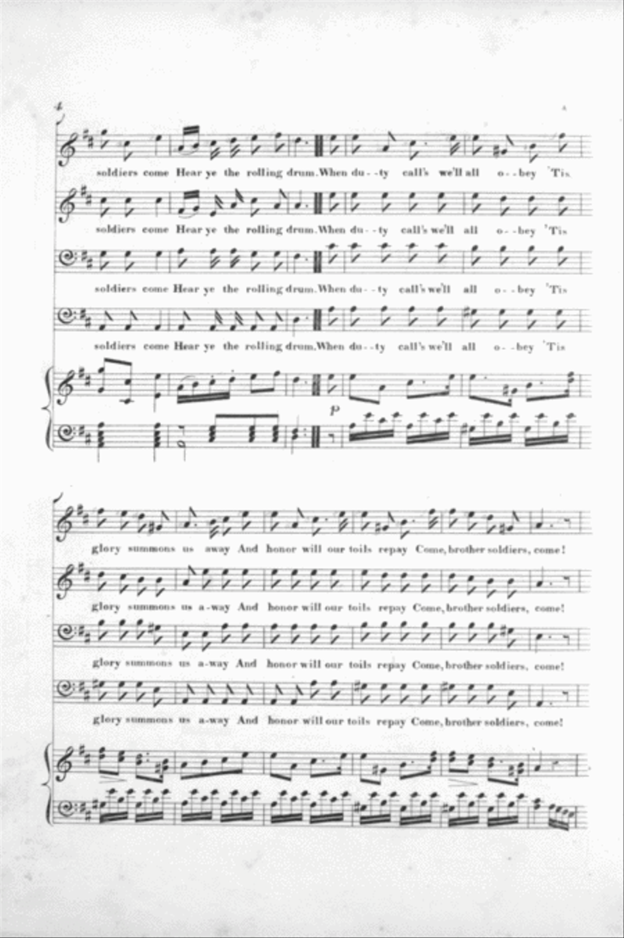 Come! Come! Soldiers Come 4-Part scores gallery preview page 3