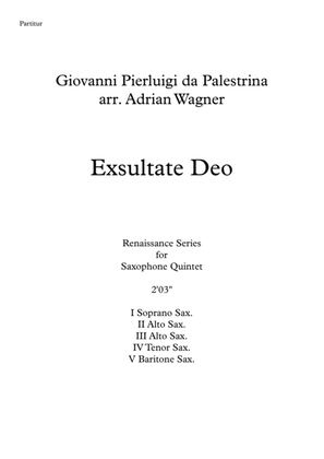 Book cover for Exsultate Deo (Giovanni Pierluigi da Palestrina) Saxophone Quintet arr. Adrian Wagner