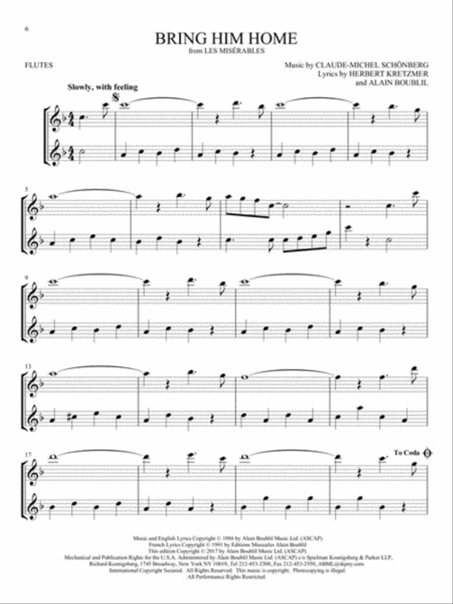 Broadway Songs for Two Flutes Flute Duet scores gallery preview page 4