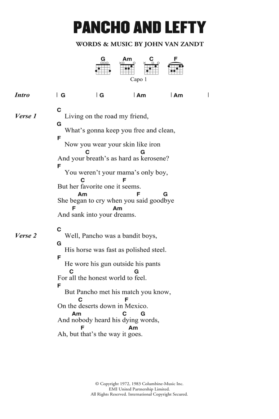 Pancho and Lefty Electric Guitar scores gallery preview page 1