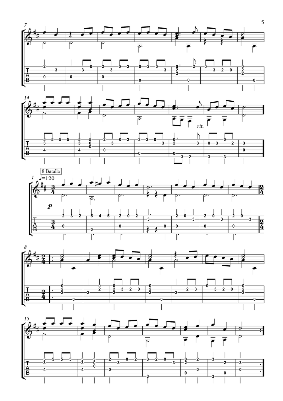 Gaspar Sanz Medieval and Renaissance Guitar Acoustic Guitar scores gallery preview page 5