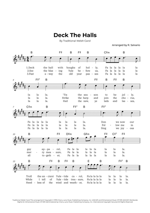Deck The Halls (Key of B Major)