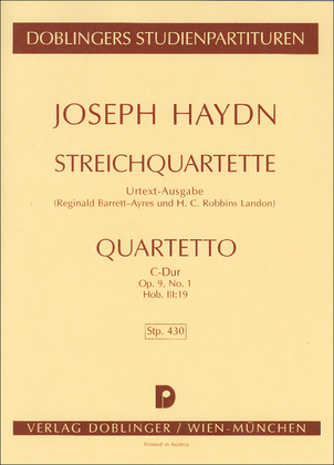 Book cover for Streichquartett C-Dur op. 9 / 1