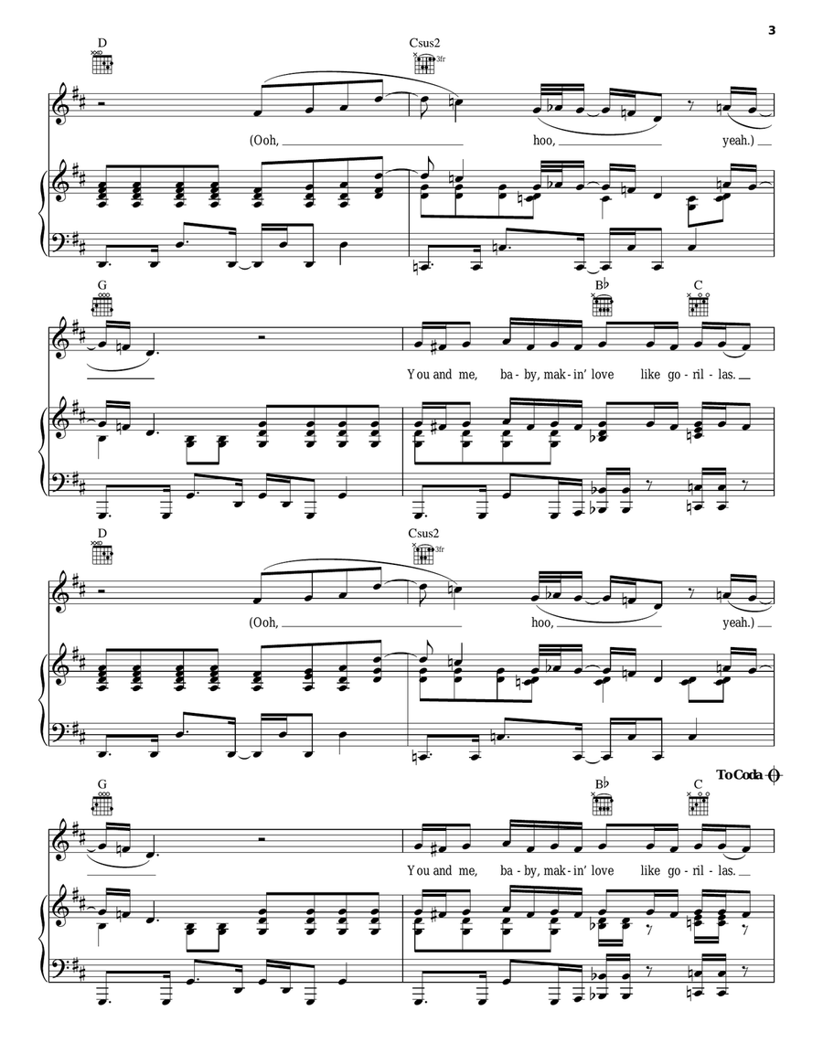 Gorilla Piano, Vocal, Guitar scores gallery preview page 3