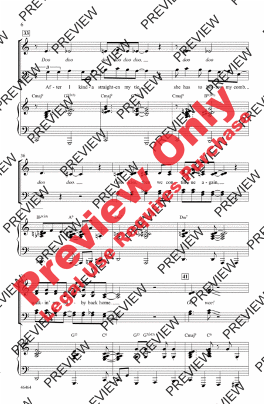 Walkin' My Baby Back Home 4-Part scores gallery preview page 6
