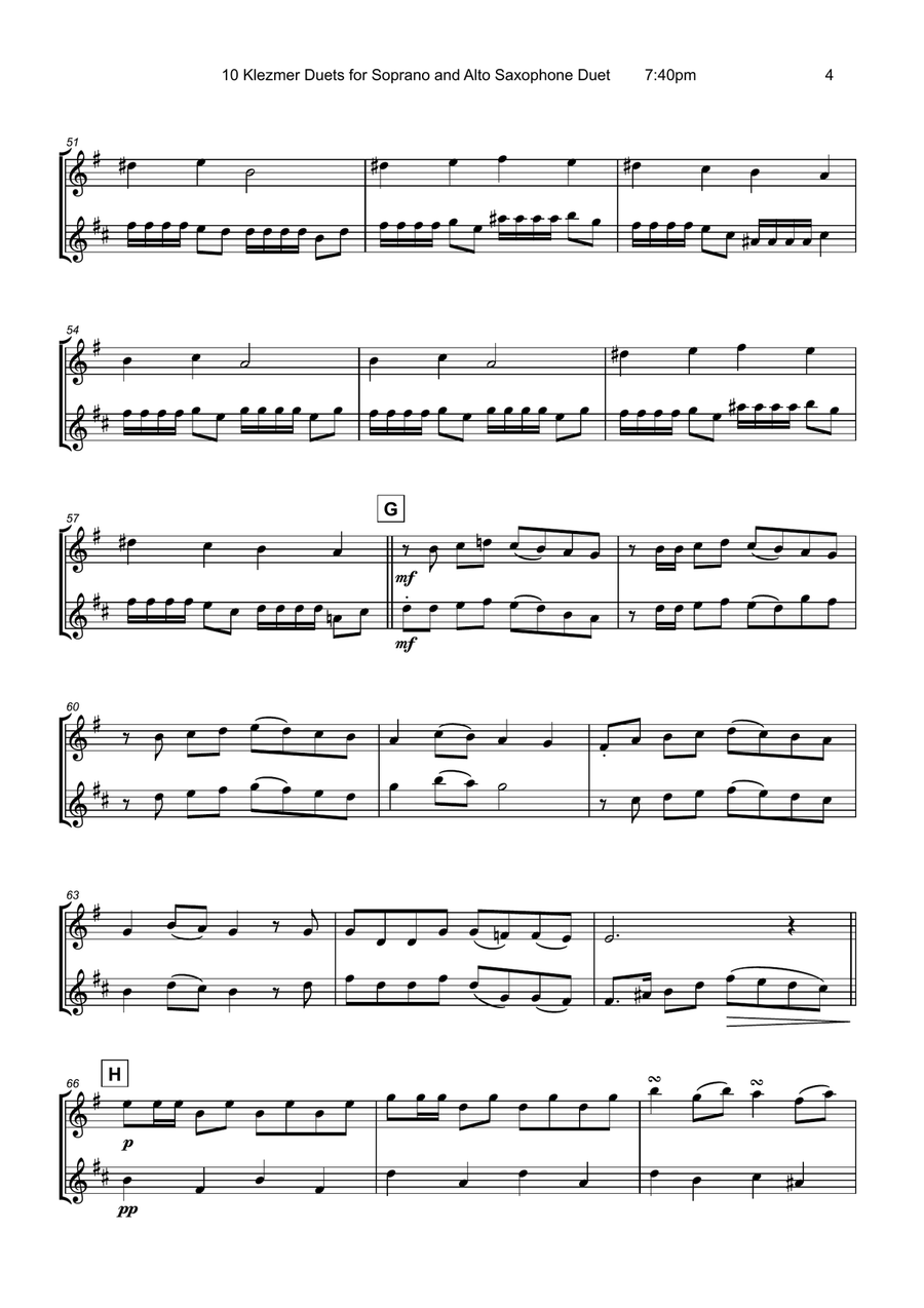 10 Klezmer Duets for Soprano and Alto Saxophone Woodwind Duet scores gallery preview page 6